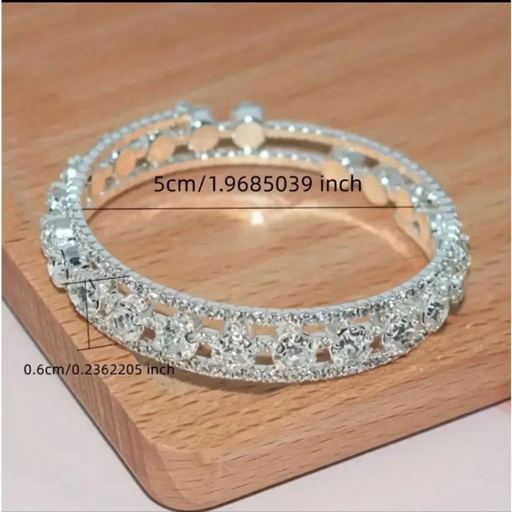 Silver Diamond Bangle Bracelet - Picture 2 of 3